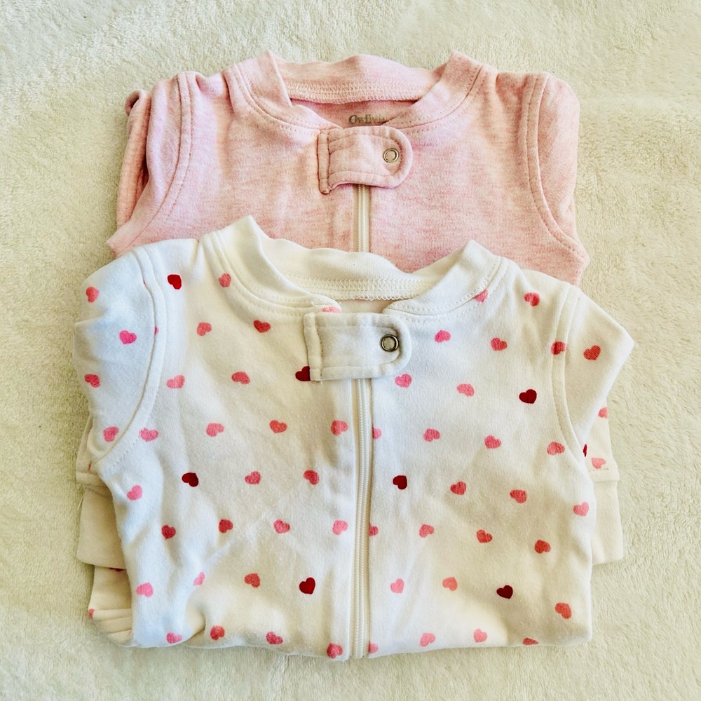 Pink and White Baby Sleepers